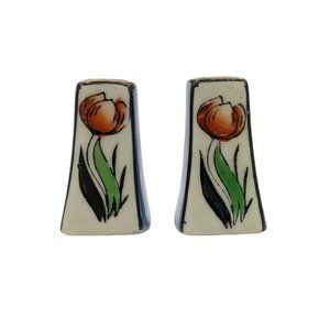 Vintage Lusterware Salt And Pepper Shakers Japan Cork 1.75 Inch Flower Tulip WEA